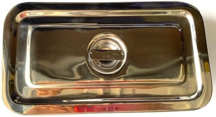 MedTool صينية جراحية طبية من الفولاذ المقاوم للصدأ لحامل أدوات الأسنان مع غطاء ومقبض 8" x 4" x 5" x 2" - Image 2